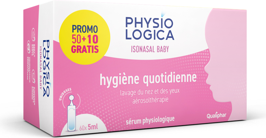 Physiologica Isonasal Unidose 50+10 × 5 ml – Solution saline stérile