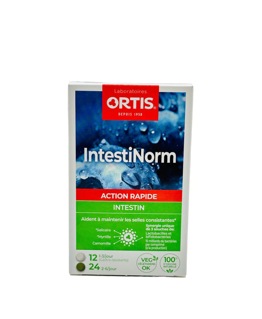 Ortis Intestinorm action rapide 12comp matin/24comp soir