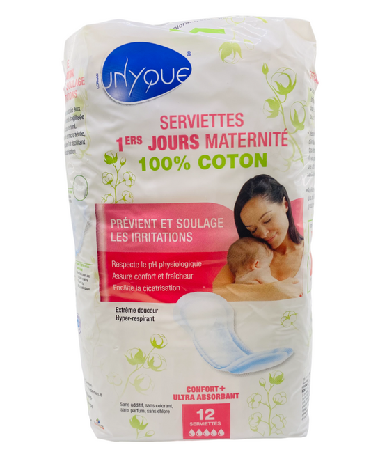 Unyque serviettes 1ers jours maternité 100% coton